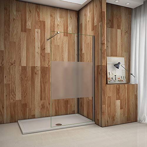 AICA Parete Doccia 60x200cm Con Fissa Walk In Vetro 8 MM Trasparente Con Barra Stabilizzatrice Regolabile 73-120cm