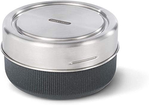Black+Blum Bowl | Leakproof Meal Prep Lunch Box Food Container, Glass, stainless steel, polypropylene with wood fibre and silicone, Slate, 750 ml/ 25 fl oz