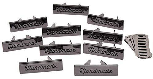 10 Stück Roségold Farbe Rechteck Metall handgefertigte Kleidungsetiketten Tags für Kleidung Taschen handgemachte Brief nähen Etiketten, schwarz