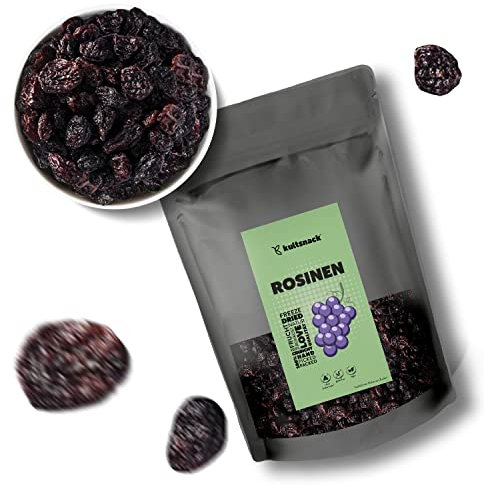 Kultsnack Dunkle Rosinen ohne Zucker – 1000 g – Beste Premiumqualität – Große Weinbeeren zum Backen – Ungeschwefelt - Getrocknete Trauben für Müslis und Bowls – Sultaninen (Glutenfrei, Vegan)