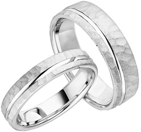 JC Trauringe Silber 925 Paarpreis Eheringe Silber I Edle Verlobungsringe Silber I Breite Partnerringe mit Gravur in edler Schatulle I 2 Hochzeitsringe Herrenring 5,5 mm & Damenring 4,0 mm I LC131-S