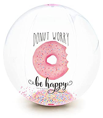 Legami - Ballon Gonflable avec Boules colorées à l'intérieur, thème : Donut, idéal pour Jouer sur la Plage, la Piscine et Le Jardin, diamètre : 40 cm, PVC, Couleur, Unique, BB0004