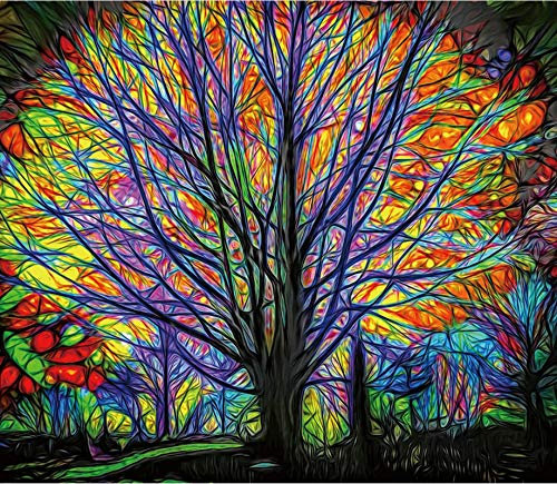 BATOHOME Tapisserie Rouleau, Tenture Murale Tableau Arbre De Vie Multicolore Tenture Murales Chambre Salon Tenture Murale Décoration Taille 150x130cm