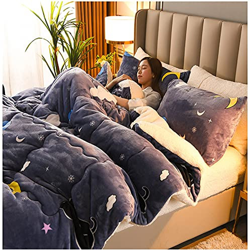 YRRA Fluffy Blanket Thick Winter Quilt Kaschmir Steppdecken Thick Sheepskin Cashmere Soft Warmes Vierjahreszeiten Oberbett,Grau,200x230cm(4kg)