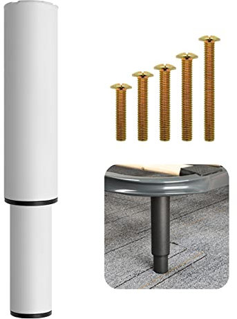 Verstellbare Möbelfüsse, Möbelbeine, Metall-Möbelstütze, einziehbar, strapazierfähig, für Schrank, Sofa, Bett, Ersatzteile, 2 Stück (17,8 cm – 33 cm) (Weiß, 1 Stück)