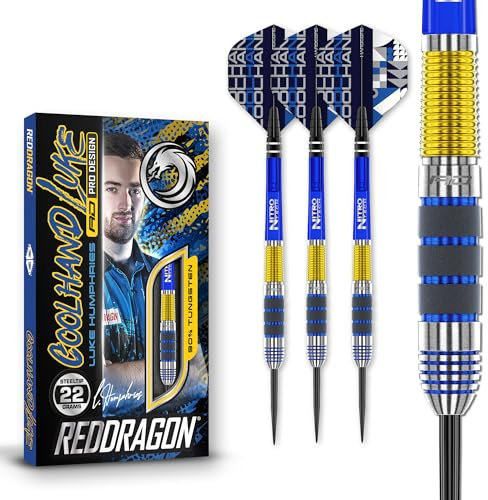 RED DRAGON Luke Humphries 21 Gram Professional Tungsten Darts Set with Flights and Stems