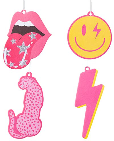 A1DIEE 4 Stück Preppy Car Air Freshener Groovy Hippie Räucherstäbchen Auto Rückspiegel Anhänger, Kaugummi Jasmin Lavendel Ozean Hängendes erfrischt die Luft duftende Ornamente für Fahrzeug