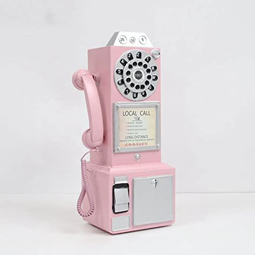 QIaoob Props DE TÉLÉPHONE Vintage Rose - Téléphone Fixe fixé à Montage Mural rétro, pour la Maison de Barre de café à la Maison décor d'ornement