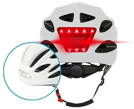 BEEPER - Casque avec LED Avant et arrière pour Vélo, VTT, Trottinette électrique ME134 (Medium, Blanc)