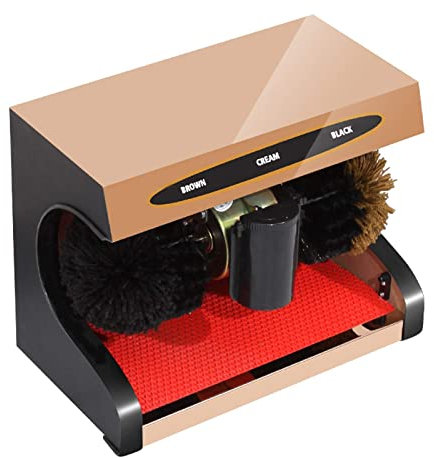 Cireuse à chaussures automatique pour chaussures, machine à cirage électrique avec brosse à chaussures, induction automatique, convient pour un usage domestique ou public, miroir noir pratique (doré)