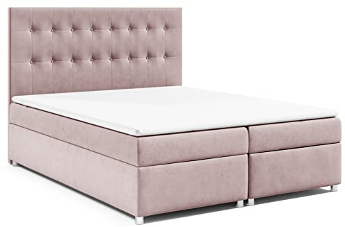 Best for Home Boxspringbett mit Bettkasten Trinity K-6 Bonellfederkern inkl. Topper 140x200 Rosa