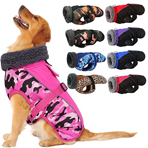 IECOii Hundemantel Winter,Warme Fleece Rollkragen Hundejacke,Wasserdicht Winterjacken Wintermäntel für Hunde,Reflektierend Verstellbar Kaltes Wetter Hundekleidung für Kleine Mittelgroße Grosse Hunde