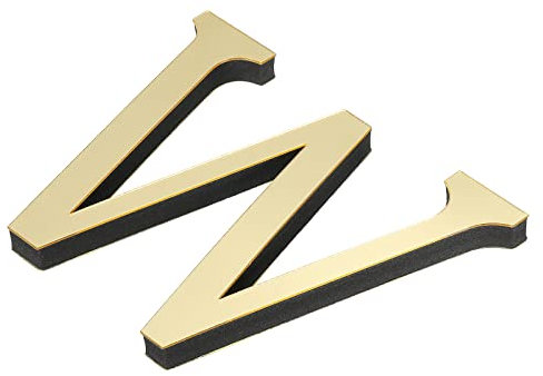 PATIKIL 3D Acryl Buchstaben Spiegel Wandaufkleber Schrift W Selbstklebend Hause Deko Schrift Schild Kunst Aufkleber Abziehbild für DIY Hause Dekoration Hellgold