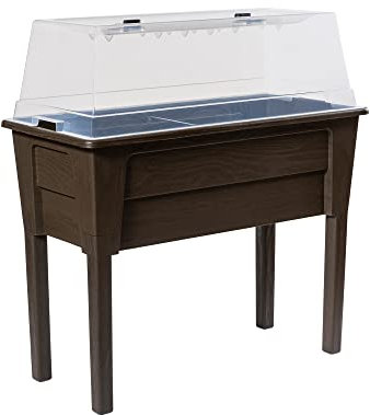 Ondis24 Fioriera da giardino Victoria per balcone, fioriera con serra, volume 50 l, serbatoio acqua, irrigazione a goccia, piedini rimovibili, adatto per esterni (marrone)