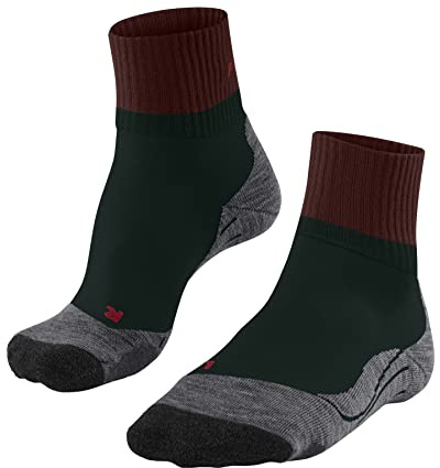 FALKE Herren Wandersocken TK2 Explore Short M SSO Merinowolle Antiblasen Dick 1 Paar, Grün (Holly 7385), 39-41