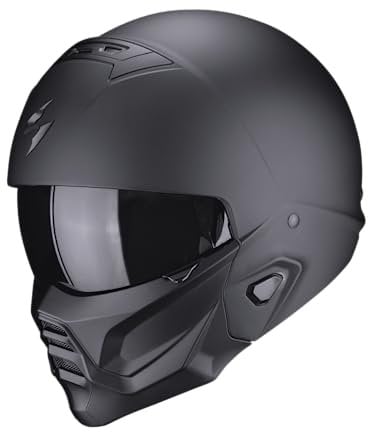 Scorpion, Exo-Combat Ii, Cascos Abiertos Y Modulares Para Motocicletas, Negro Mate, M, Admirador Unisex