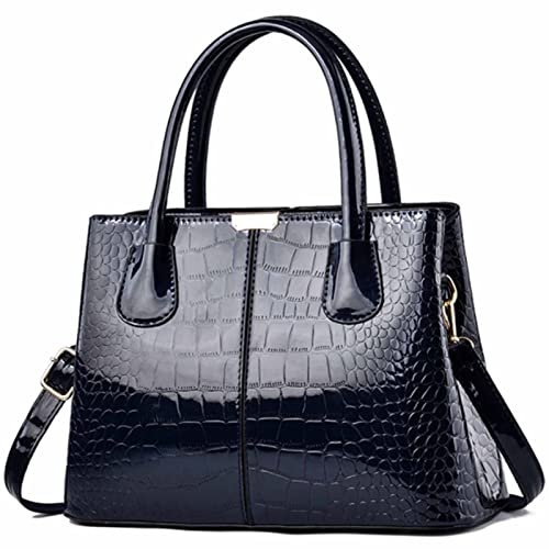FiveloveTwo Donna Elegante Borsa a mano con manico superiore Portafoglio Pelle PU verniciata Borse a tracolla Borse a spalla Tote Blu scuro