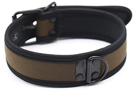 YiQin RWSX Herren Damen Halsband Choker Einstellbar Halskette Gothic Punk Halsbänder mit Metall D-Ring Halsbänder (Braun)