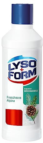 Lysoform Pavimenti Freschezza Alpina, Detersivo Pavimenti, Adatto a Tutti i Tipi di Pavimenti, Aiuta a Rimuovere gli Allergeni, Lieviti e Muffe, con Fragranza Biodegradabile, 12 Pezzi da 1100 ml