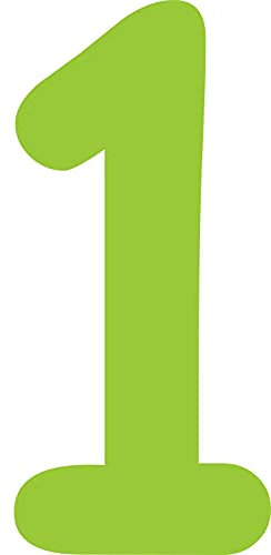Kleckerliese Alphabet Zahlen Ziffern 20cm selbstklebende Aufkleber Wand Fenster Tür Boote Auto Kinderzimmer STICKER 1 - Höhe 20cm, Farbe Lindgrün