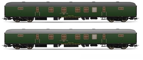 Electrotren HE4013 RENFE, 2-teiliges Set DGDC-3000 Postwagen, olivgrüne Lackierung, Periode IV, Maßstab 1:87, Spur HO, Hornby Hobbies, Personenzugwagen, Verschiedene