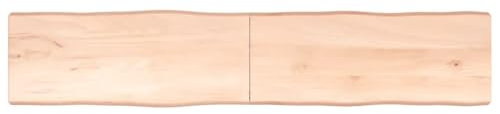vidaXL Tischplatte, Holzplatte für Tisch Esstisch Couchtisch, Massivholzplatte Handgefertigt mit Baumkante, Ersatztischplatte Scharnierdesign, 200x40x(2-6) cm Massivholz Unbehandelt