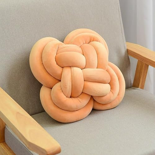 SYSUII Weiche Knoten-Ballkissen, 35 * 35cm Knotenkissen Geknotetes Kissen Wurfkissen Süß Plüsch Zierkissen Kinderzimmerdekoration Couchkissen, Sofa Kissen für Schlafzimmer, Zuhause-gelb #2