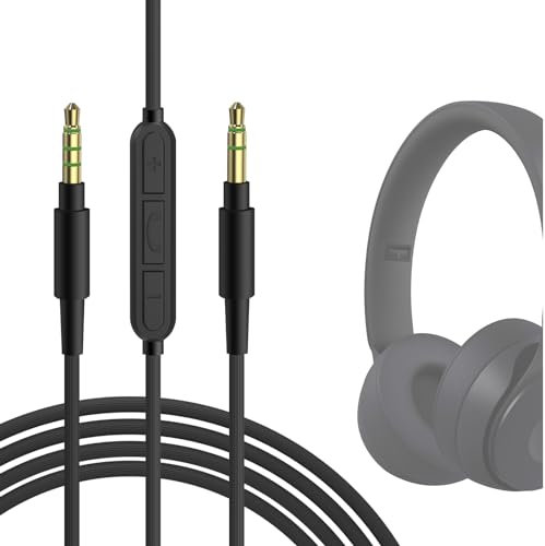GEEKRIA Audiokabel mit Mikrofon, kompatibel mit Beats Studio Pro Solo 3 Solo 2 Solo HD Studio 3 Studio 2 Studio Mixr Pro Kabel, 3,5 mm Ersatz-Stereokabel mit Inline-Mikrofon (5,6 Fuß/1,7 m)