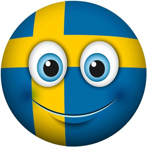kleberio Selbstklebender Aufkleber wasserfest Autoaufkleber Wohnmobil Sticker Mülltonnenaufkleber Wohnwagen Smile Coole Set Car lustige Fußball Sticker Fahne Fanartikel Schweden 10 x 10 cm