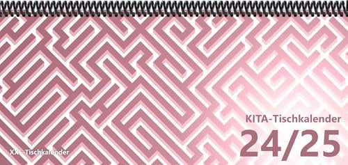 KiTa - Tischkalender 2024/25: XXL-Tischkalender, Bunt-Kalender Labyrinth rosa 14,5 x 32,5 cm