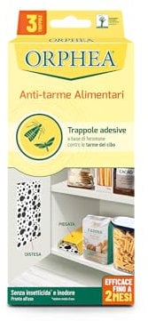 Orphea - Antitarme Alimentare, Elimina le Farfalline del Cibo e ne Previene lo Sviluppo, Senza Insetticida, Inodore Azione Naturale, 3 Trappole
