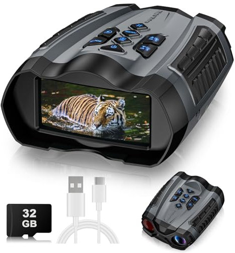 WARMTUYO Nachtsichtgerät, 4K Infrarot Fernglas Nachtsichtgeräte 4000mAh Wiederaufladbares Nachtsichtgerät, 10X Digitalzoom, 3.5'' HD-Display, 9 Stufen IR für Jagd Camping Beobachtung