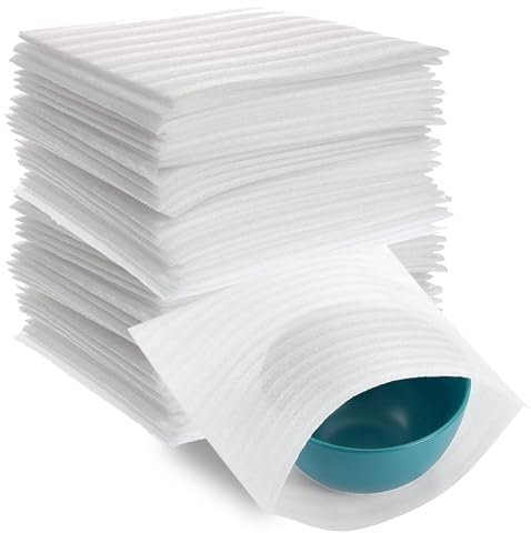 Schaumstoff Verpackungsmaterial, 50Stk Schaumfolie, Luftpolsterfolie Umzugskartons, Verpackungsmaterial Luftpolsterfolie, für Kartons Umzug Geschirr Gläser Weinflaschen Versand, 300×300×1 mm