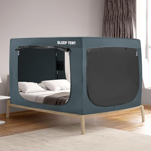 YAVIL Bettzelt, Queen-Bett, Baldachin, Traumzelte für den Innenbereich, tragbare Verdunkelungszelte, Privatsphäre, warm, atmungsaktiv, Schlafzelte für Kinder und Erwachsene (Marineblau, Matratze nicht