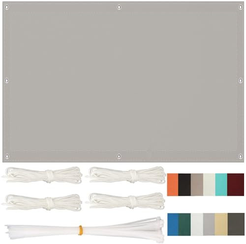 Sonnensegel 2x5m Wasserdicht, Sonnensegel Rechteckig mit Ösen Multi Farbe und Größe Sonnensegel Balkon UV Schutz Sonnenschutz für Balkon Terrasse Garten Schwer, Hellgrau