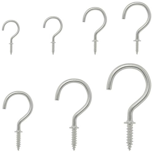 DDHOMIN 120 PCS 7 Sizes Screw-in Hooks,Garden Hooks for Hanging Small Plants,Birdhouses