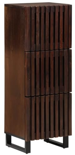 vidaXL Highboard, Hochschrank mit 3 Fächern Türen, Kommode für Wohnzimmer, Sideboard Beistellschrank, Industrie-Stil, Braun Massivholz Mango