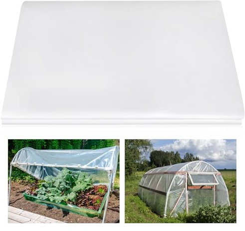 2 X 3M Plastic Sheeting Heavy Duty, Clear Heavy Duty Polythene Sheeting, Clear Plastic Sheets Dust Waterproof, Plastic Sheeting for Gardening Insulation Building Rubble Protection (250Mu / 1000G)