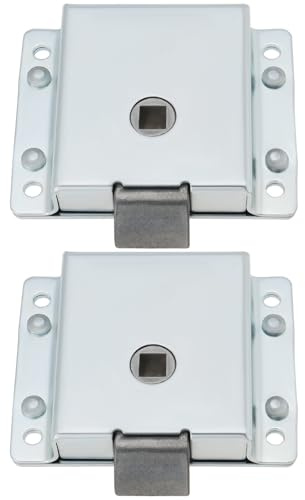 SG Store 2 x Türschloss-Riegellochabstand 50 mm/75 mm, 68 x 87 x 19 mm, geeignet für links und rechts, für Wohnmobil-Anhänger, Sscrew-on Lock Silber