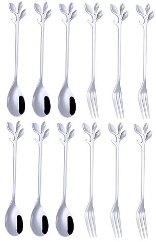 COLLBATH 36 Pz Cucchiaio Per Foglie in Acciaio Inossidabile Cucchiaio Da Dessert Piccoli Cucchiaini Da Caffè Cucchiaio Di Foglie Cucchiaino Da Caffè in Foglia Cucchiai Per Mescolare Silver