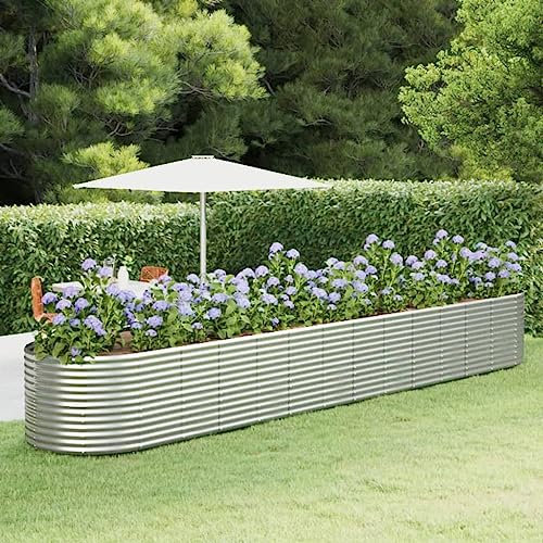 puraday Hochbeete Für Garten 554x100x68 cm Pflanzkübel Gemüsebeet Kräuterspirale XXL Hochbeet Metall Hochbeet Alu Hochbeet Groß Pflanzbeet Planter Pflanzkasten Silber