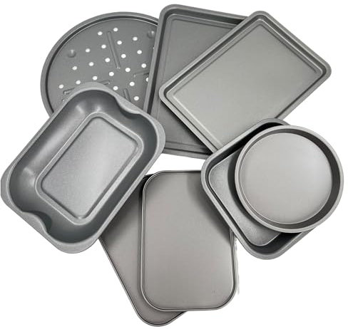 Chabrias Ltd Premium 8 Piece Non Stick Bakeware Set – Airfryer Safe Dishwasher Safe, BPA and PFOA Free Ideal for Baking, Roasting, Grilling UK Made Great for Students Gift Set