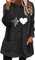 Luckywaqng Women's Double Velvet Autumn and Winter Large Profile Long Sleeved Casual Warm Long Sleeved Plush Sweatshirt with Pockets Langlaufski Set Damen Klassisch Komplett (Black, XL)