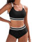 Tuopuda Costume Donna Due Pezzi Push Up Imbottito Reggiseno Costumi da Bagno Bikini Mare a Spiaggia Piscina Curvy Swimwear Regolabile, Nero, L