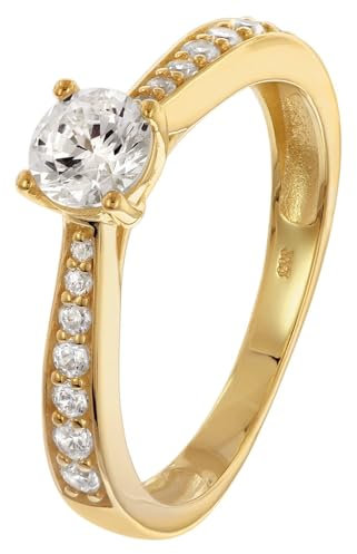 GLIZZ Damenring Gold 333/8K Zirkonia elegantes Schmuckstück für modische Frauen, zauberhaftes Accessoire GL8760-54 Ringgröße 54/17,2