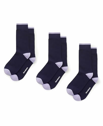 THE SAVILE ROW COMPANY LONDON Men's Luxury Combed Cotton-Blend Dress Socks - Pack of 3-43-46 - Navy/Lilac
