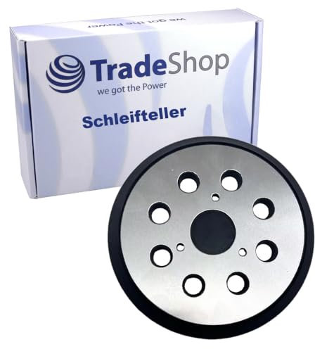 Trade-Shop Plateau de ponçage 125 mm avec dos en métal compatible avec DeWalt DW426/K D26453/K D26451, compatible avec ponceuse excentrique Hitachi SV13YA SV13YB