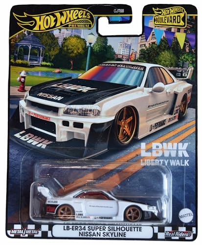 Hot Wheels LB-ER34 Super Silhouette Nissan Skyline, Boulevard Premium LBWK Liberty Walk [Weiß]