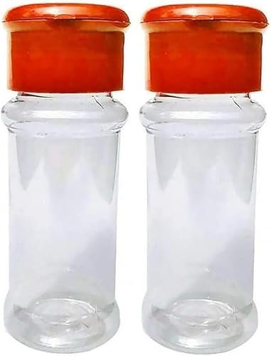 2 Pcs Clear Small Plastic Salt Pepper Shaker Seasoning Jar Vinegar Cruet BottlePot Kitchen Accessories,alt Container,Convenient Clear Spice Dispenser Salt Shakers,Travel Salt and Pepper Shakers