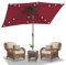 Daromigo Parasol rectangulaire - 210 x 140 / 300 x 200 cm - Avec manivelle - Protection solaire UV50+, pliable à 30 °C - Parasol de jardin imperméable pour jardin, sans support, rouge avec LED, 210 x